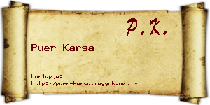 Puer Karsa névjegykártya